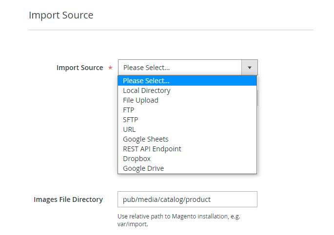magento 2 import products productimportsources