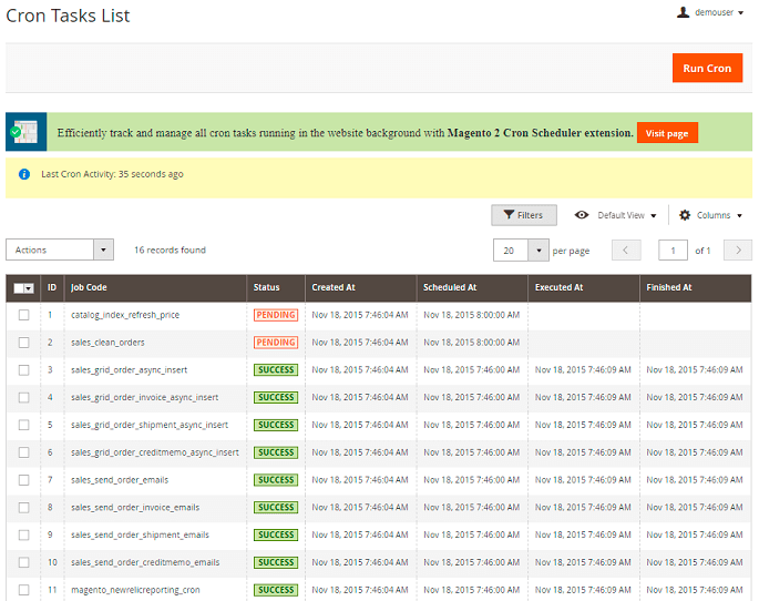 magento 2 improved sorting cron tasks list
