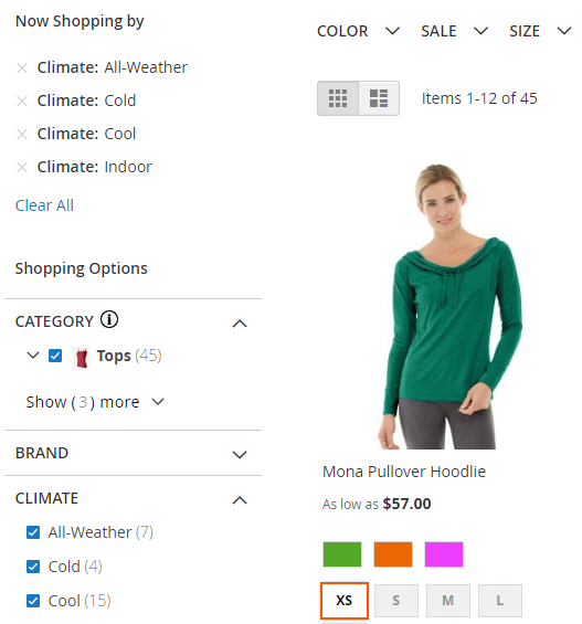 magento 2 improved layered navigation highlight filters default