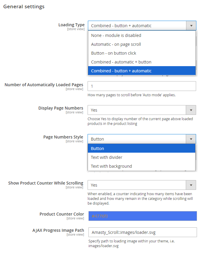 magento 2 infinite scroll scroll settings 0924