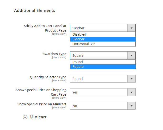 Specialty Products Pages Selector