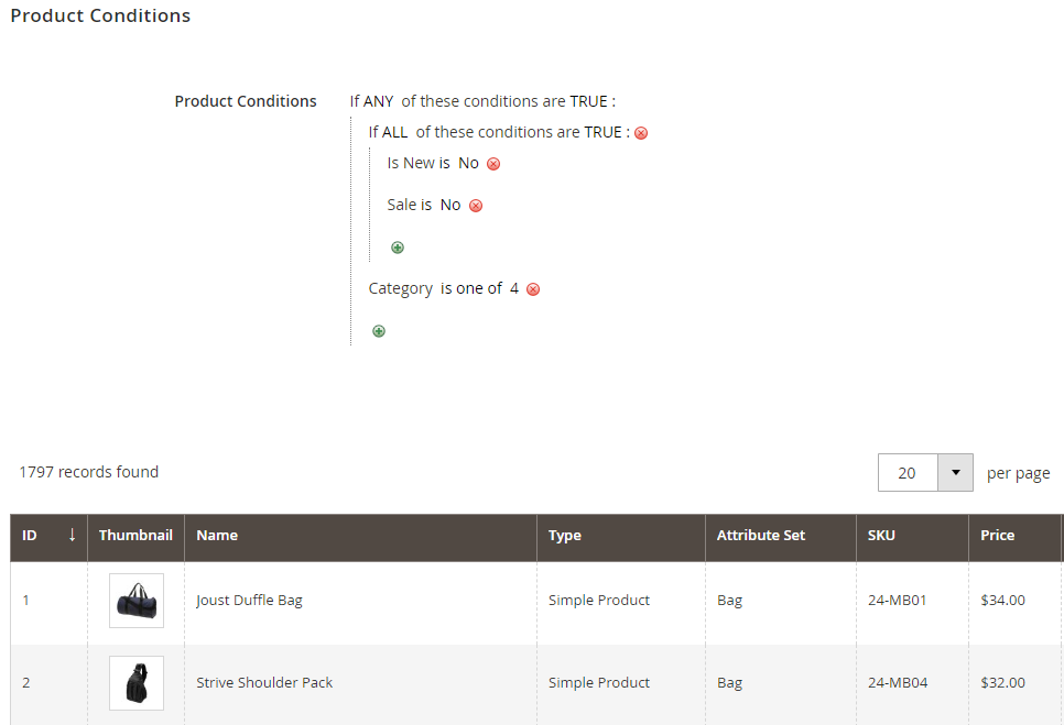 magento 2 product labels conditions products 0423