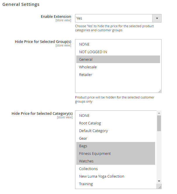 magento 2 request a quote hide price settings