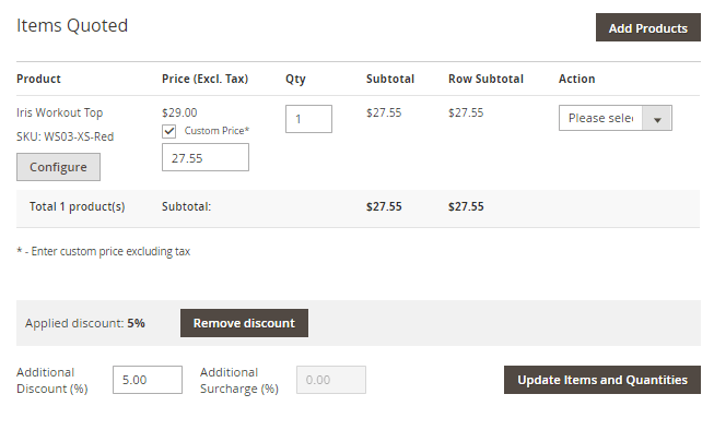 magento 2 request a quote items quoted