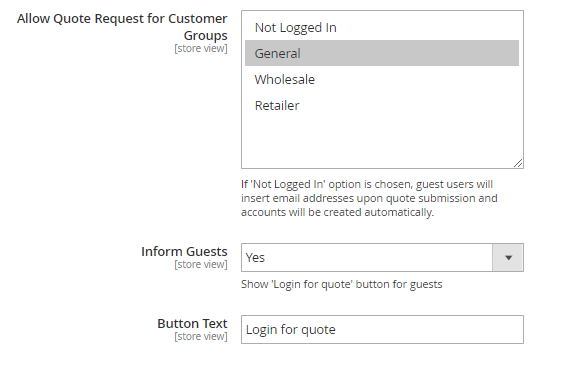magento 2 request a quote not log in
