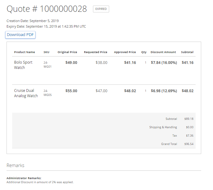 magento 2 request a quote quote in customer account