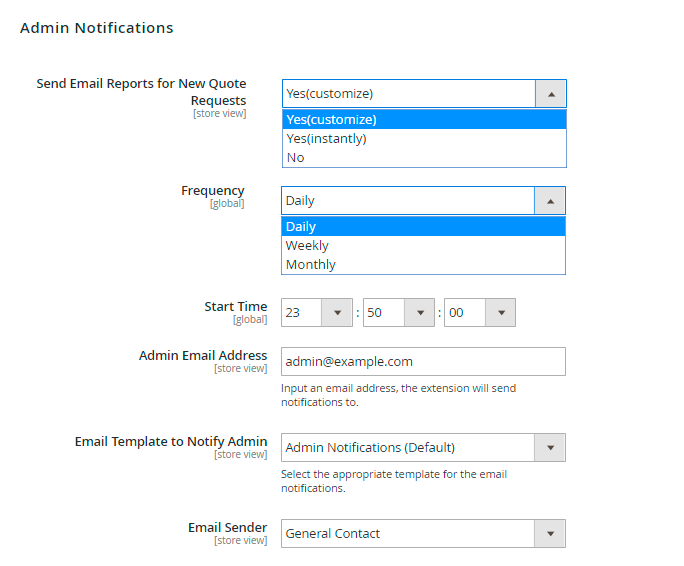 magento 2 request a quote request a quote general settings notif1