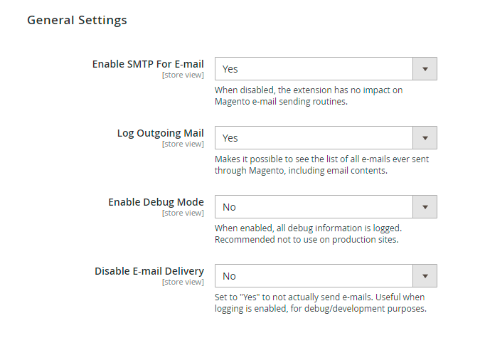magento 2 general settings