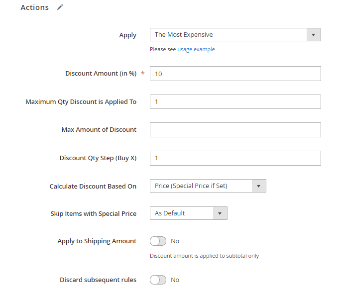 magento 2 special promotions 10 expensive rule