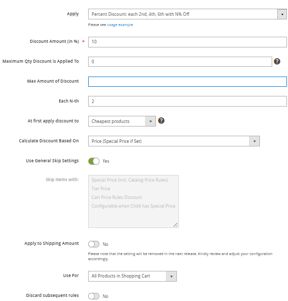 magento 2 special promotions 16 eachn rule