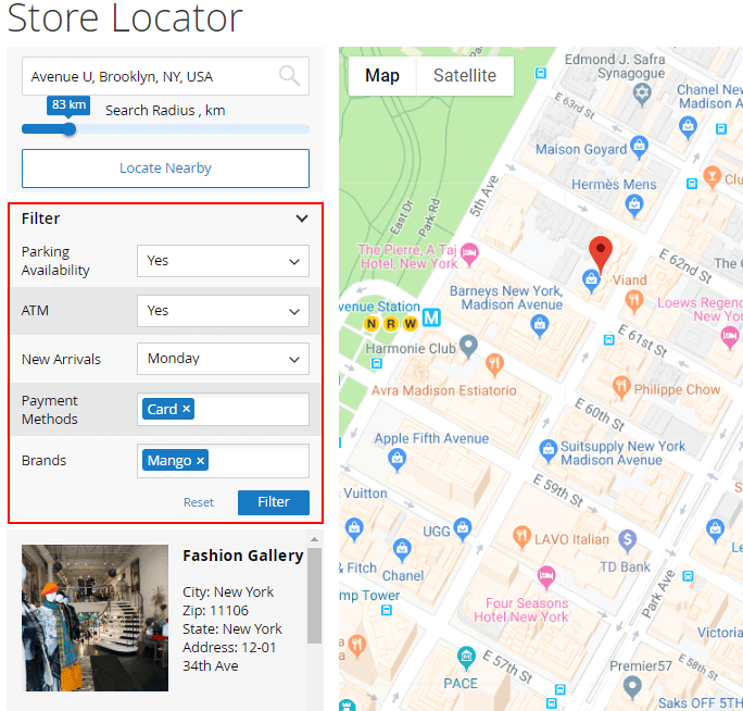 magento 2 store locator m2 collapse filter