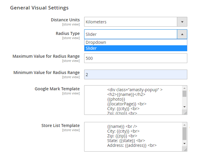 magento 2 store locator m2 locator visual settings