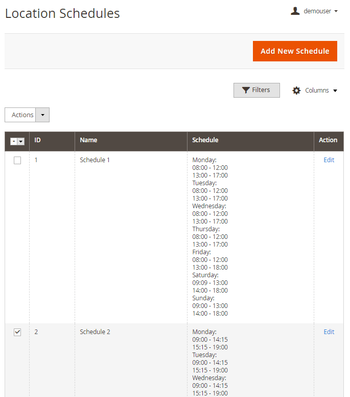 magento 2 store locator m2 schedules grid