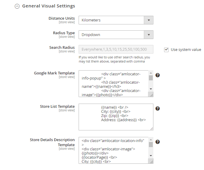 magento 2 locator visual settings
