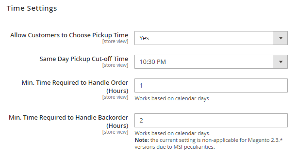 magento 2 store pickup with locator time