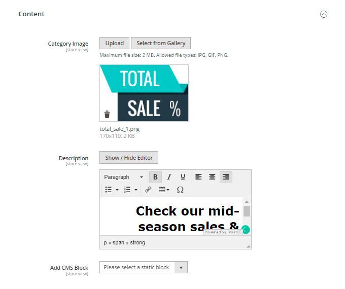 magento 2 visual merchandiser content