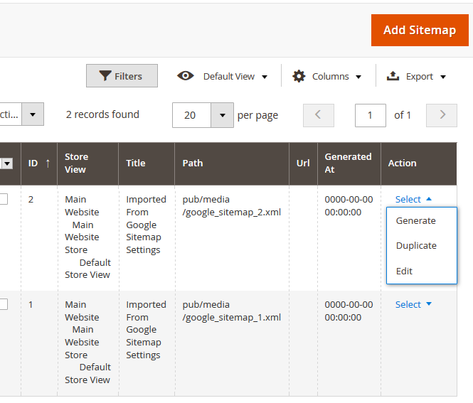 xml google sitemap for magento 2