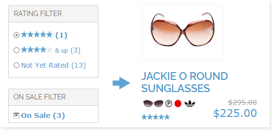 Filter products by star ratings and sales