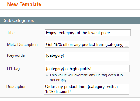 Meta tags for categories magento SEO Toolkit