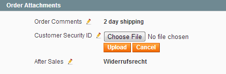 magento order attachments and memos
