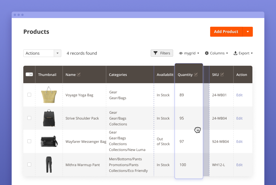 drag and drop magento 2 drag columns on product grid