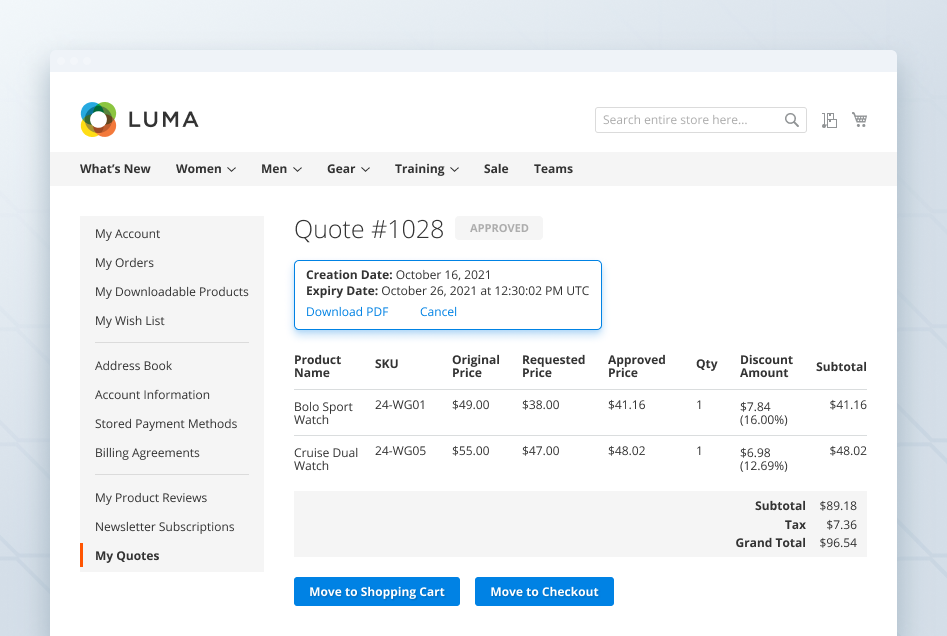 Magento 2 Quote Extension Request for Quote Module Email Quote to