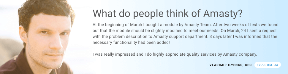 Vladimir Ilyenko's feedback on Amasty's modules