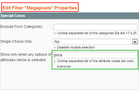 Dependent attributes admin screen layered navigation pro magento