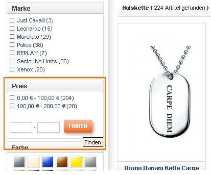 Set custom ranges for attribute ‘price’, e.g. 1-50, 51-200, 201-450, etc. magento layered navigation price range